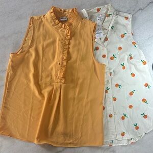 J. Crew women Orange and Cream Sleeveless Blouses